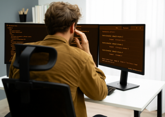A man writing codes to represent what is regression testing