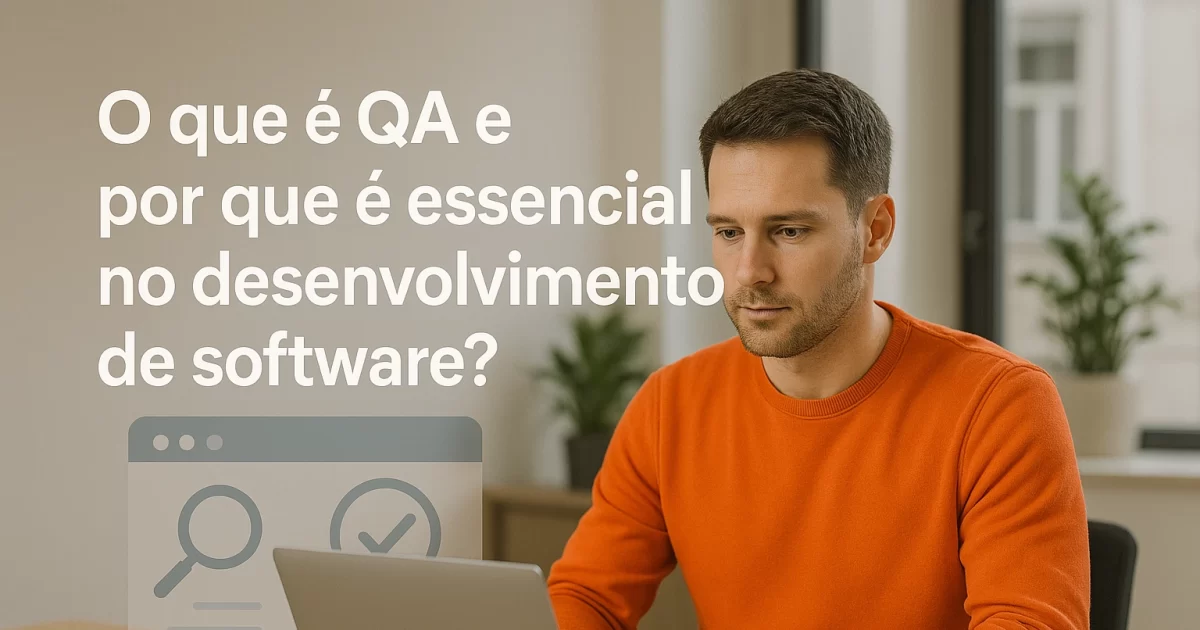 Um homem fazendo testes de QA no notebook