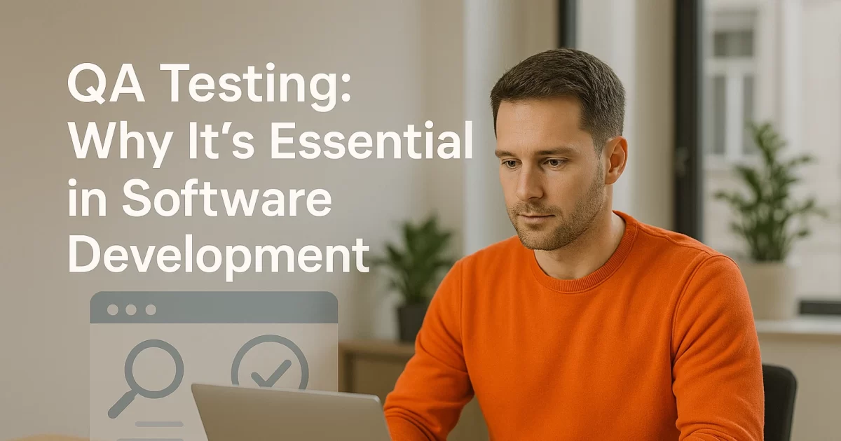 A man running qa testing in a laptop