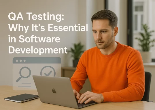 A man running qa testing in a laptop
