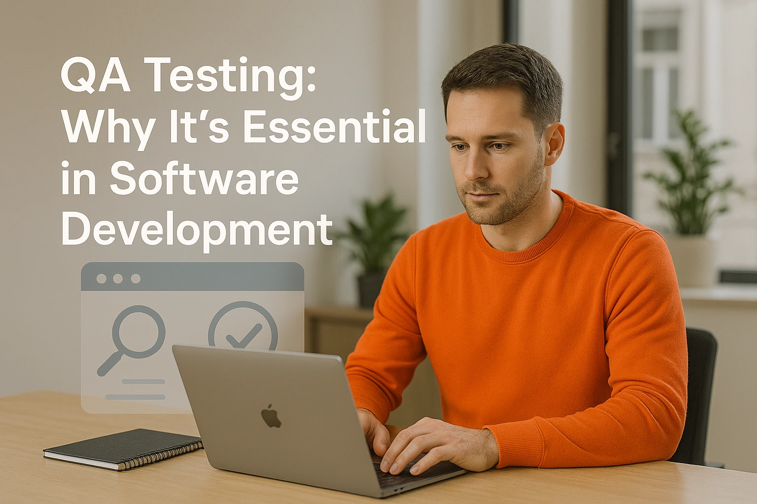 A man running qa testing in a laptop