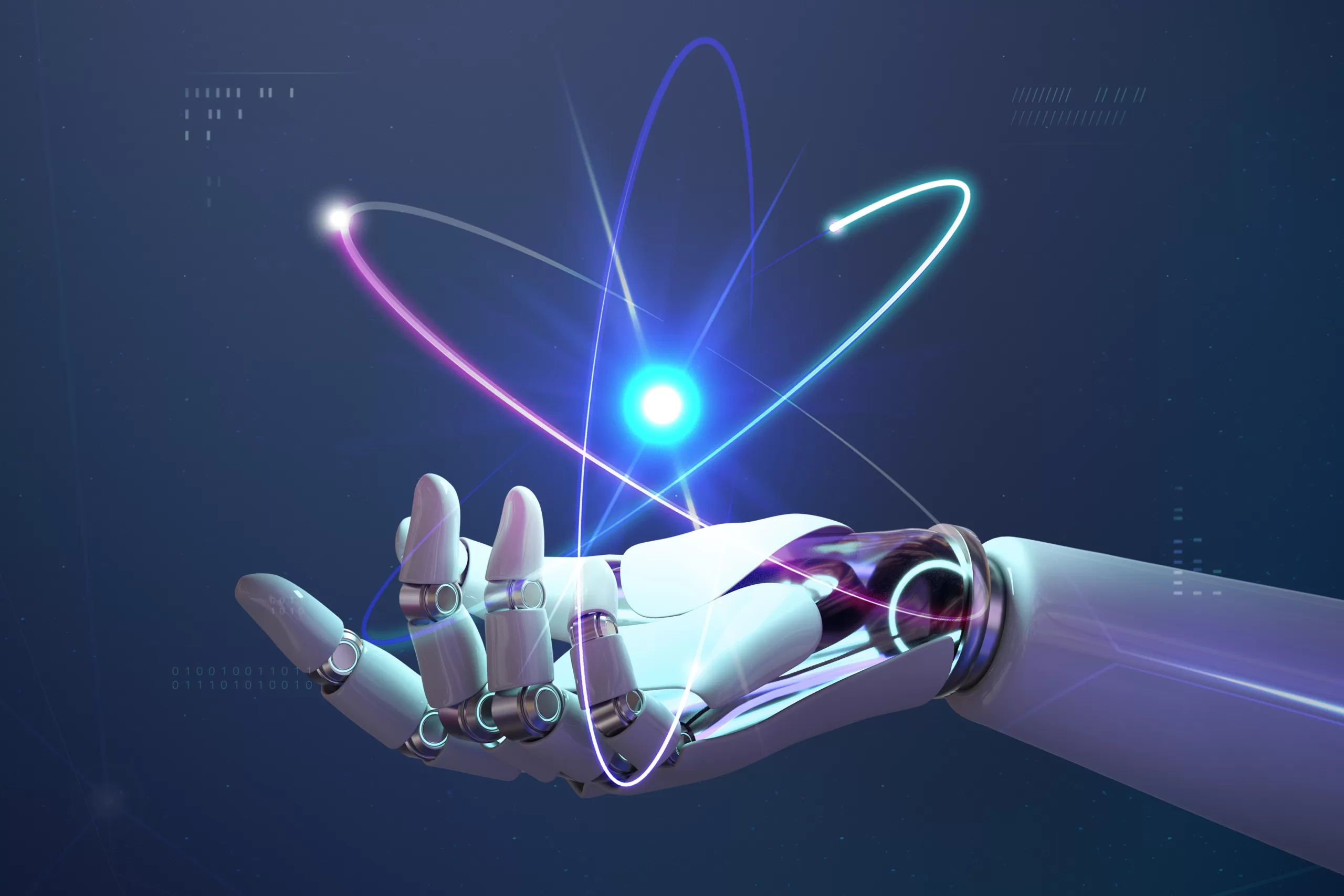 Robot hand holding nuclear energy
