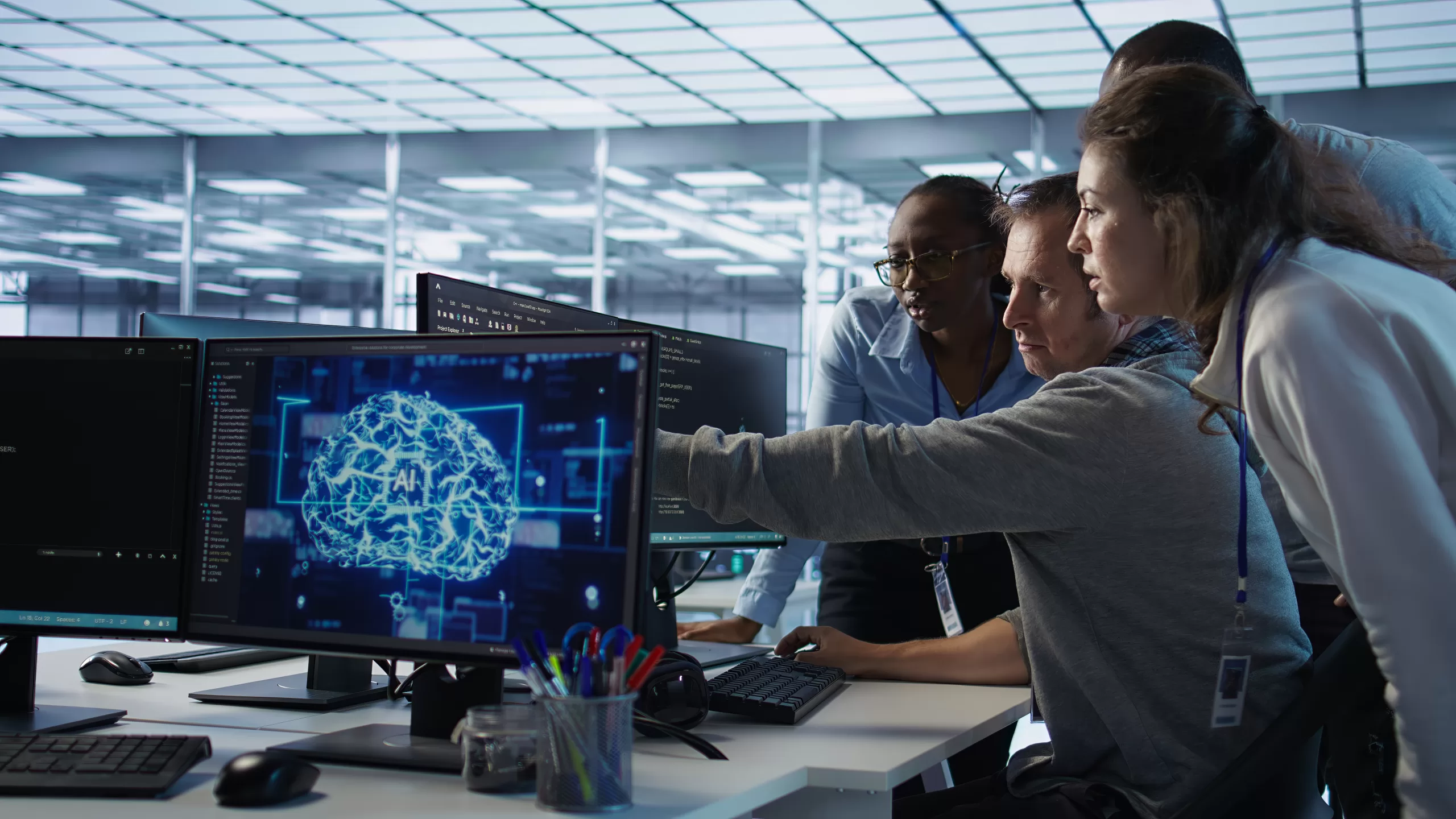 A team working together in a project
