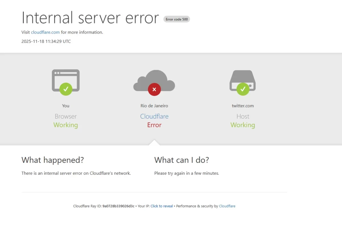 Error screen due to the cloudflare downtime